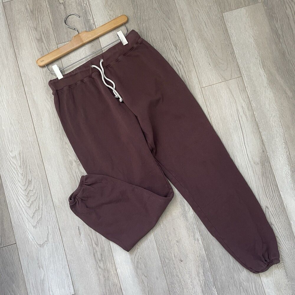 Perfectwhitetee Cotton Sweatpants french terry pull on womens Brown small lounge
